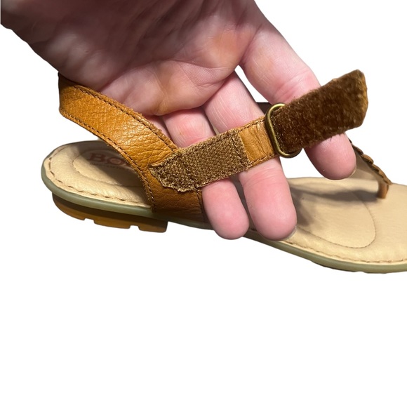 Born boho brown leather braided t-strap Velcro closure sandal - Picture 6 of 10